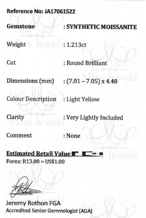 1.213ct Light Yellow Moissanite Stone