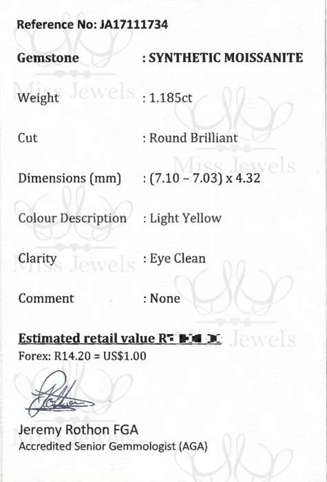 1.185ct Light Yellow Moissanite