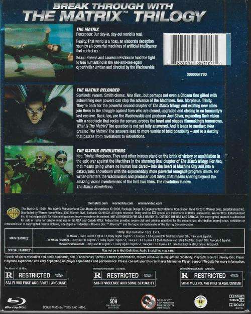 The Matrix 1,2 and 3 [blu ray]