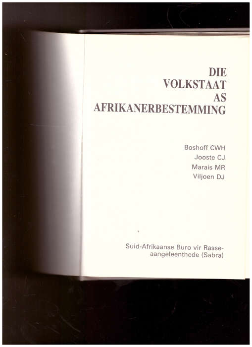 DIE VOLKSTAAT AS AFRIKANER BESTEMMING
