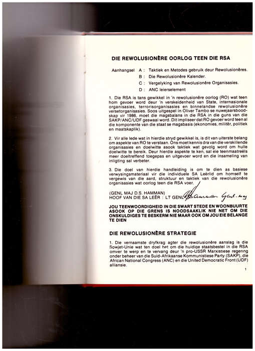 REVOLUSIONERE OORLOGVOERING TEEN DIE RSA