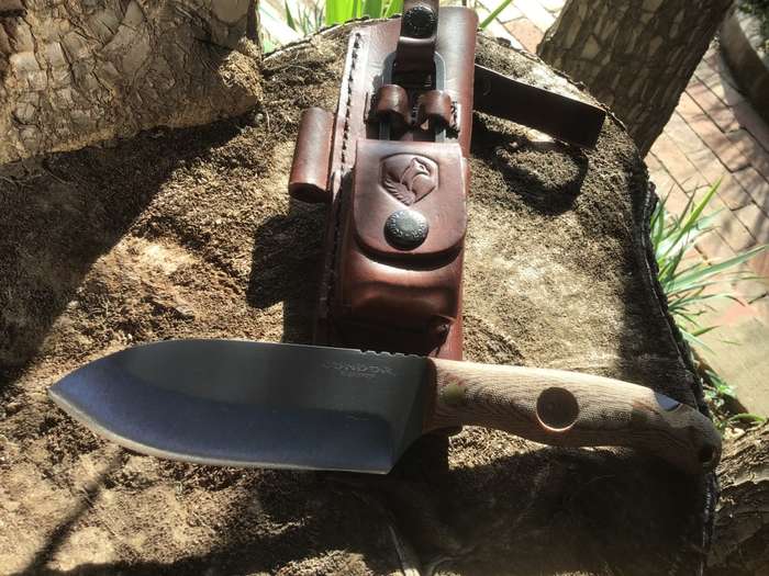 CONDOR TOKI KNIFE 4,73 1075 CARBON STEEL BLADE, MICARTA HANDLE, WELTED LEATHER SHEATH CKT3920