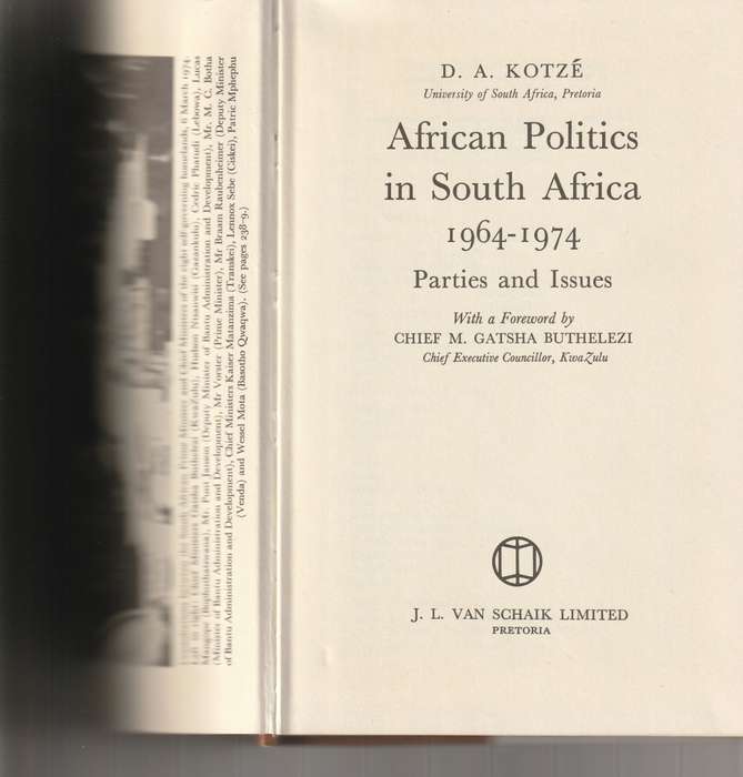 AFRICAN POLITICS IN SOUTH AFRICA 1964-1974 PARTIES AND ISSUES