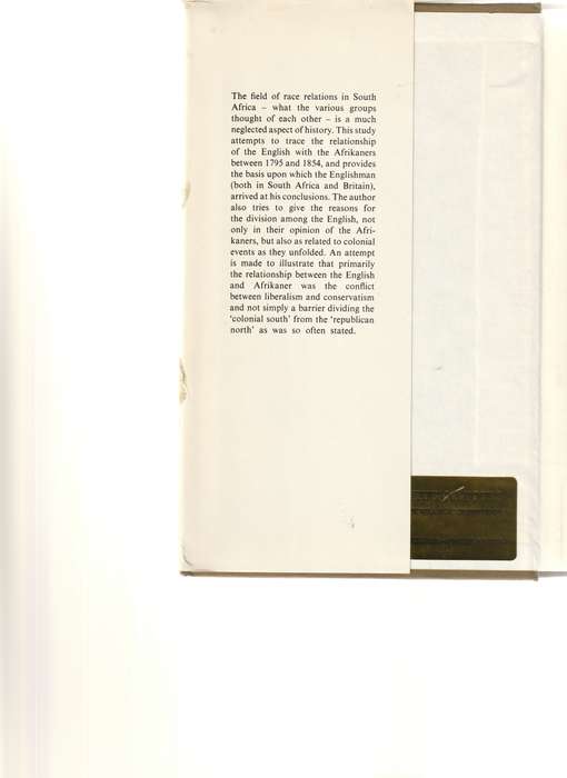 THE AFRIKANER AS VIEWED BY THE ENGLISH 1795-1854