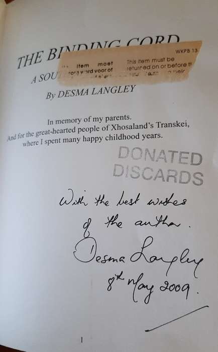 The Binding Cord - By Desma Langley - Signed Copy