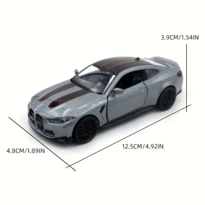 Silver BMW M4 Limited Edition Die-Cast Metal Model Car, with functioning opening doors!
