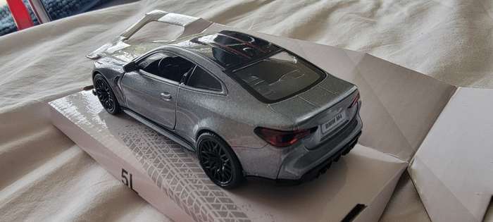 Silver BMW M4 Limited Edition Die-Cast Metal Model Car, with functioning opening doors!
