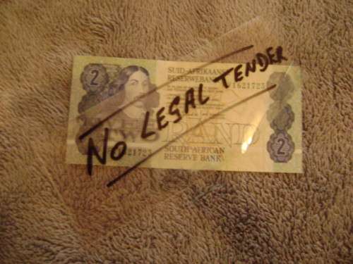 South Africa    Two Rand bank note   (120 x 57 mm)