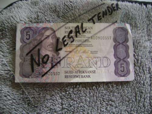 South Africa    Five Rand bank note   (127 x 63 mm)