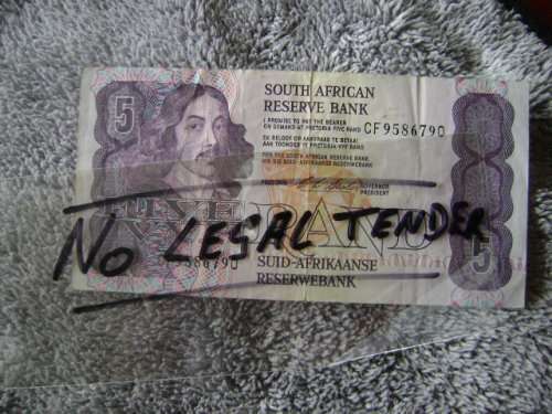 South Africa    Five Rand bank note   (127 x 63 mm)