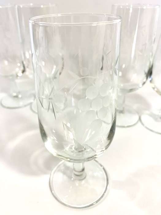 Glass Platter and Drinking Glasses