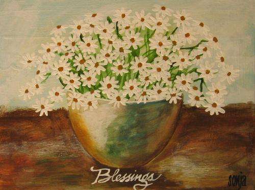 *** Blessings - Acrylics on canvas - 23 x 30.5cm - Sonja Peacock  ***