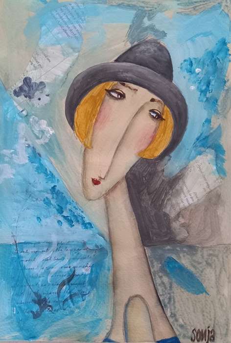 The Blue Series - Girl 2 -  Acrylics on paper