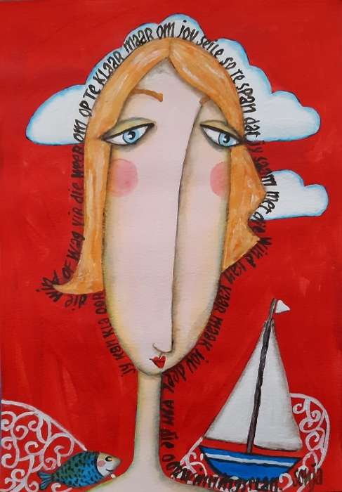 Jy kan kla oor die wind -  Acrylics on paper