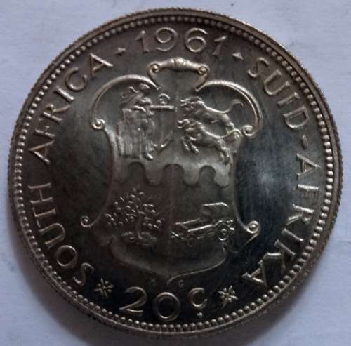 Brilliant Unc 1961 South African 20c