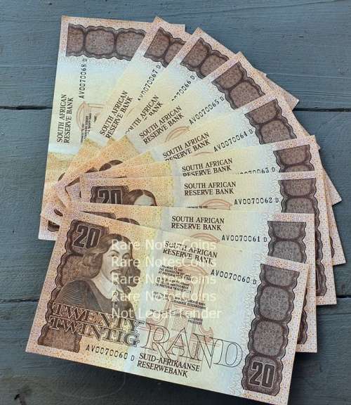 9 C Stals Sequential Twenty Rand Banknote 1St issue. ( About Mint State)