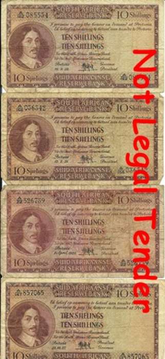 ## M.H. de Kock 2nd & 3rd Issue 10 Shillings Notes ** Bid per note for the LOT ##