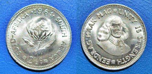 ## UNC 1961 South Africa Silver 2 1/2 Cent ##