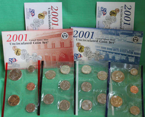 2001 Philadelphia and Denver US Mint Uncirculated 20 Coin BU Set