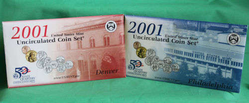 2001 Philadelphia and Denver US Mint Uncirculated 20 Coin BU Set