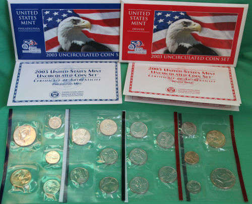 2003 Philadelphia and Denver US Mint Uncirculated 20 Coin BU Set
