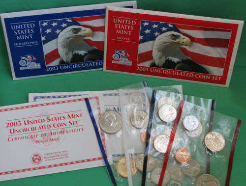 2003 Philadelphia and Denver US Mint Uncirculated 20 Coin BU Set