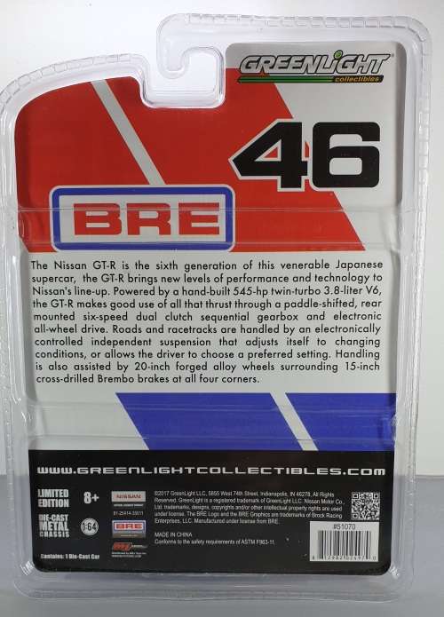 Greenlight Diecast 1:64 - 2015 Nissan GT-R (R35) BRE Limited Edition