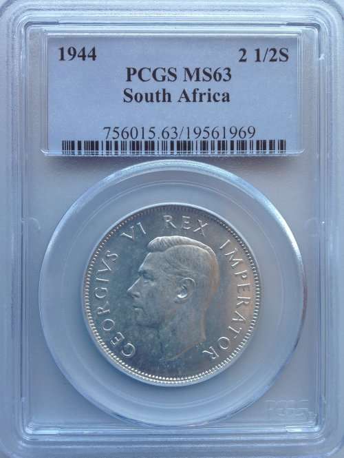 1944 2 ½ S (HALFCROWN) - PCGS GRADED - MS63