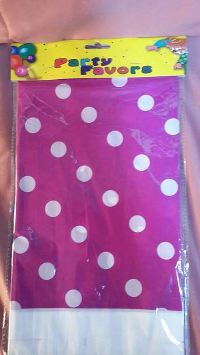 Purple polka dot table cover