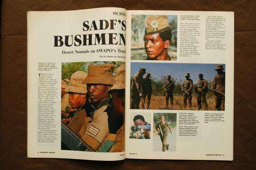 Soldier of Fortune Jan 1987 SADF's Bushmen Desert Nomads on SWAPO's Track Good Magazine