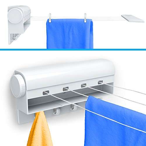 Retractable Clothes line Automatic Retractable Telescopic - 4 LINES IN ONE - INDOOR & OUTDOOR USE
