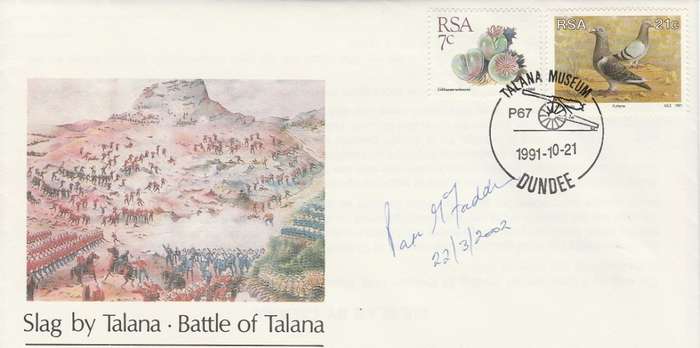 South Africa Cover Battle of Talana signed by curator and Author Pam Mcfadden as scan