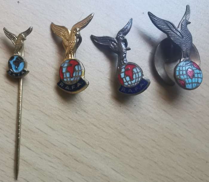 Vintage lot of 4 different enameled Royal Air Forces Association (RAFA) badges