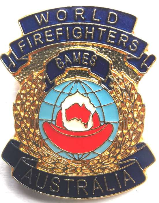 World Firefighters Games lot of 5 lapel pin badges - lot 1 of 2
