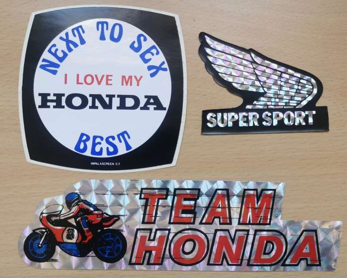 Lot of 3 vintage Honda motorcycle advertising decal stickers