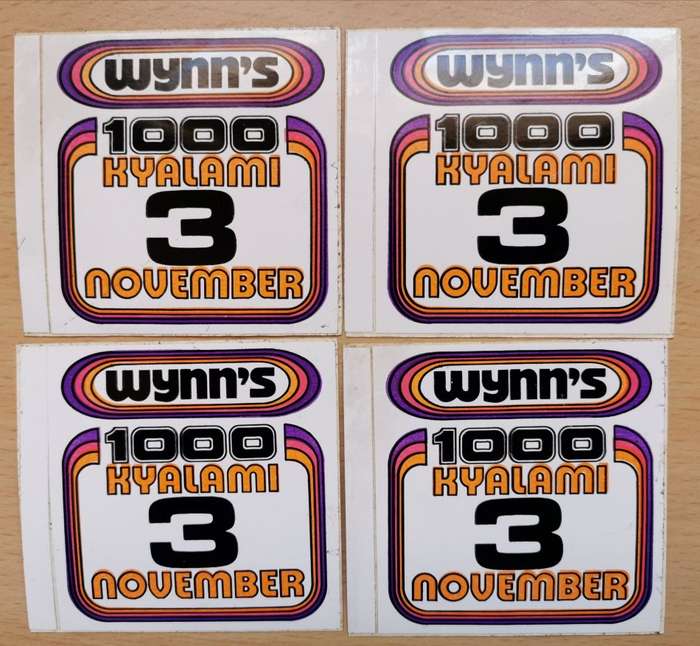Lot of 4 Wynn`s additives Kyalami 1000km 1984 race day advertising stickers