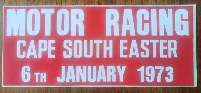 Unused motor racing advertising car decal sticker for Cape South Easter 6 January 1973