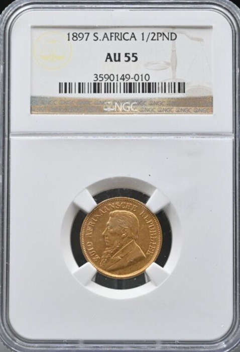 South Africa 1897 ZAR ½ Pond Gold Coin NGC
