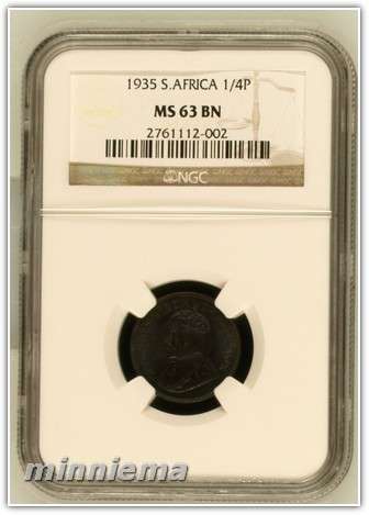 *** CRAZY R1 START *** UNCIRCULATED 1935 FARTHING 1/4 PENNY NGC GRADED MS 63 BN