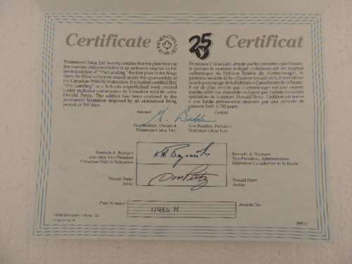 DOMINION CHINA LTD ONTARIA CANADA PLATE - "THE LANDING" - BOXED WITH COA