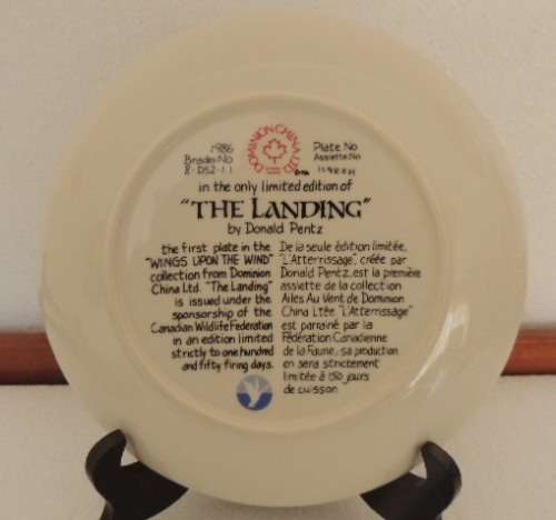 DOMINION CHINA LTD ONTARIA CANADA PLATE - "THE LANDING" - BOXED WITH COA