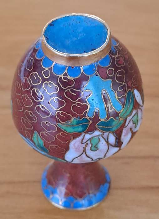 Miniature Cloisonne Vase on Stand