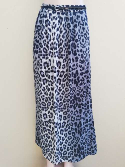 LEOPARD PRINT MAXI SKIRT WITH BELT - GREY (32)