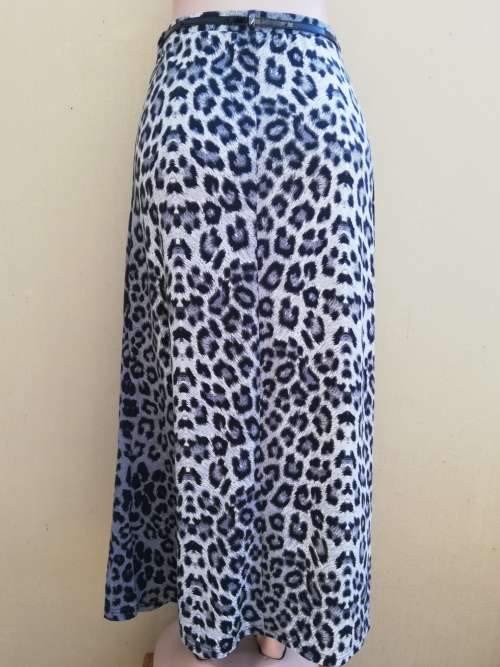 LEOPARD PRINT MAXI SKIRT WITH BELT - GREY (32)