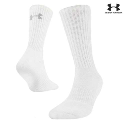 6 PAIRS OF MENS UNDER ARMOUR CREW SOCKS - WHITE