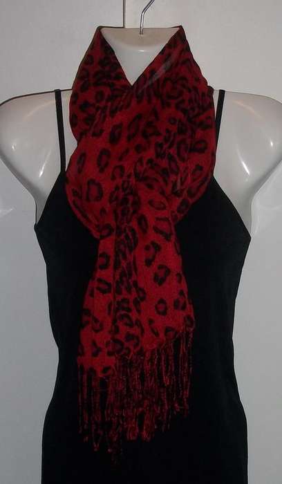 Leopard Print Scarf - Red