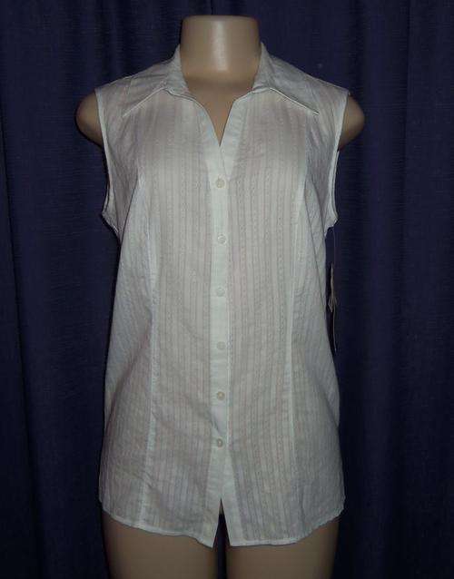 White Sleeveless Shirt by MERIEN HALL (Edgars) - Size 12  ** BRAND NEW **