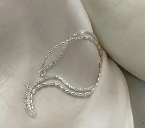 925 Silver Double Layer Beads Bracelet