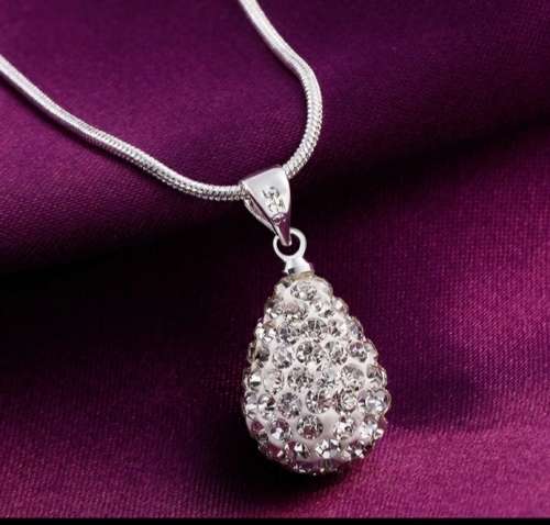 925 Silver CZ Tear Drop Necklace
