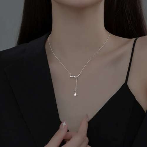 925 Silver Water DropTassel Necklace